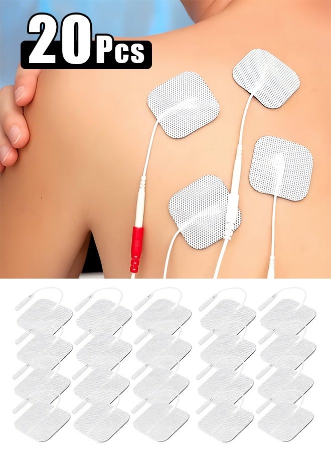 20 PCS Unit Electrode Pads, Improved Gel Reusable TENS Replacement Pads, Upgraded Self-Adhesive Pads for Muscle Stimulator Electrotherapy - Image 1